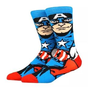 Avengers | Captain America | Cartoon Character Socks | Gift | Blue | Red